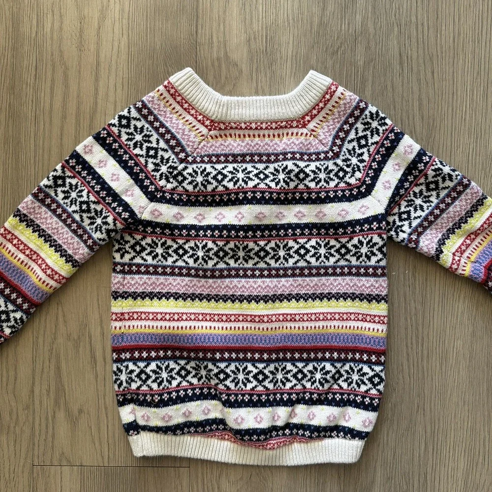 Girls 5T Fair Isle Swater Pullover Colorful Geometric Stripes Old Navy